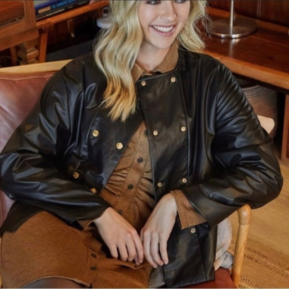 GiGio Faux Leather Double Button Jacket Medium NEW